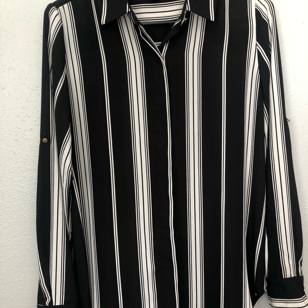 Button Down Flowy Blouse - stripes